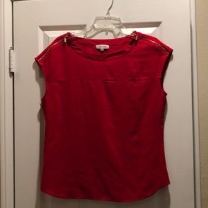 Calvin Klein Red Blouse With Gold zippers